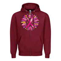 Burgundy breast cancer sunflower Zipper Hoodie - RanaPortraitStore