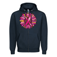Navy breast cancer sunflower Zipper Hoodie - RanaPortraitStore