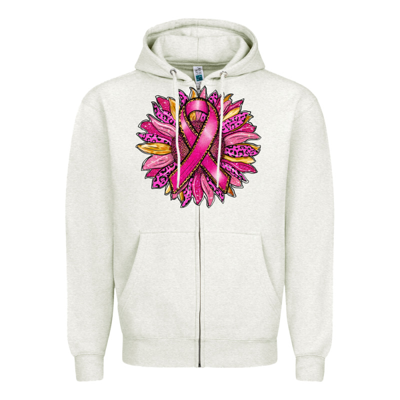 Breast Cancer Sunflower Zipper Hoodie by RanaPortraitStore | Teevron
