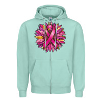 Seafoam breast cancer sunflower Zipper Hoodie - RanaPortraitStore