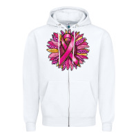 White breast cancer sunflower Zipper Hoodie - RanaPortraitStore