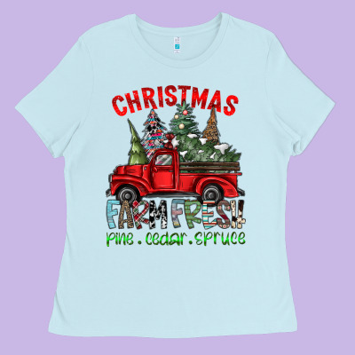 Christmas Farm Fresh Ladies Tee Designed By Cowhidedigitalart