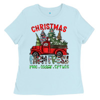 Baby Blue christmas farm fresh Ladies Tee - CowhideDigitalArt