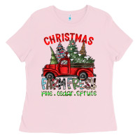 Bubblegum Pink christmas farm fresh Ladies Tee - CowhideDigitalArt