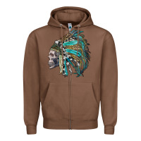 Chestnut western indian headdress with skull Zipper Hoodie - RanaPortraitStore