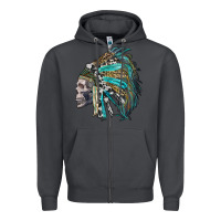 Smoke western indian headdress with skull Zipper Hoodie - RanaPortraitStore
