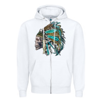 White western indian headdress with skull Zipper Hoodie - RanaPortraitStore