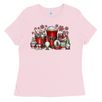 Bubblegum Pink Christmas Coffee Drink Ladies Tee - CowhideDigitalArt