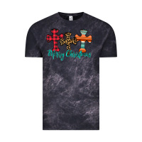 Cloud Black merry Christmas cross Vintage Tee - CowhideDigitalArt