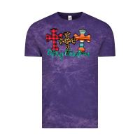 Cloud Purple merry Christmas cross Vintage Tee - CowhideDigitalArt
