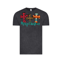 Vintage Black merry Christmas cross Vintage Tee - CowhideDigitalArt
