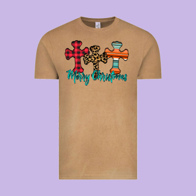 Merry Christmas Cross Vintage Tee Designed By Cowhidedigitalart