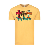 Vintage Mustard merry Christmas cross Vintage Tee - CowhideDigitalArt