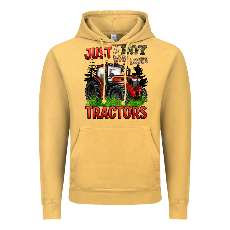 Just A Boy Who Loves Tractors Red Tractor Vintage Hoodie by BarkalooDesign | Teevron