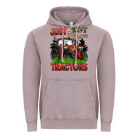 Vintage Zinc just a boy who loves tractors red tractor Vintage Hoodie - BarkalooDesign