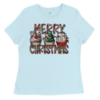 Baby Blue Merry Christmas Ladies Tee - CowhideDigitalArt