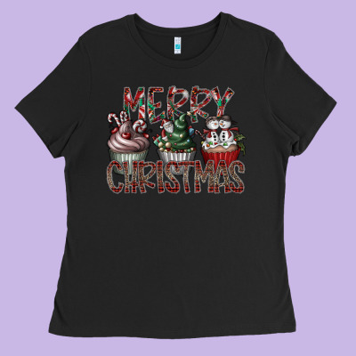 Merry Christmas Ladies Tee Designed By Cowhidedigitalart