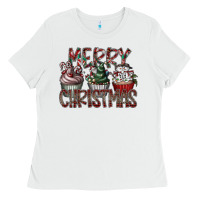 White Merry Christmas Ladies Tee - CowhideDigitalArt