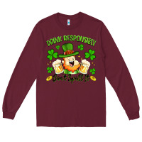 Burgundy drink responsibly dont spill it Long Sleeve Tee - Artiststas