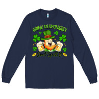 Navy drink responsibly dont spill it Long Sleeve Tee - Artiststas