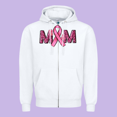 Cancer Ribbon Mom Zipper Hoodie Designed By Ranaportraitstore