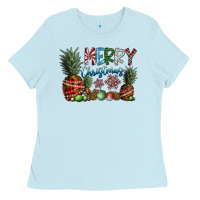 Baby Blue Merry Christmas Ladies Tee - CowhideDigitalArt