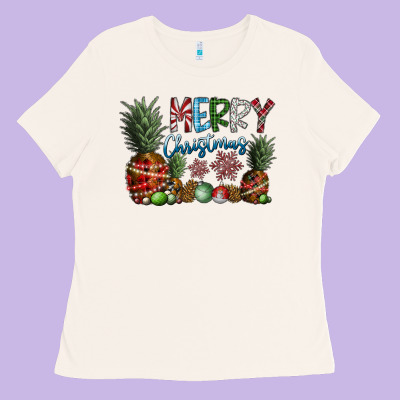 Merry Christmas Ladies Tee Designed By Cowhidedigitalart