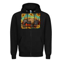 Black western bison with sunset background Zipper Hoodie - RanaPortraitStore