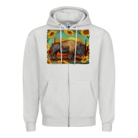 Dove Grey western bison with sunset background Zipper Hoodie - RanaPortraitStore