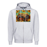 Heather Grey western bison with sunset background Zipper Hoodie - RanaPortraitStore