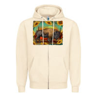 Sandshell western bison with sunset background Zipper Hoodie - RanaPortraitStore
