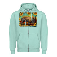 Seafoam western bison with sunset background Zipper Hoodie - RanaPortraitStore