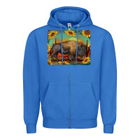 True Royal western bison with sunset background Zipper Hoodie - RanaPortraitStore