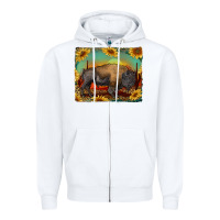 White western bison with sunset background Zipper Hoodie - RanaPortraitStore
