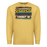 Antique Gold sunflower aztec serape cowhide background Premium Sweatshirt - RanaPortraitStore