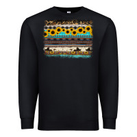 Black sunflower aztec serape cowhide background Premium Sweatshirt - RanaPortraitStore