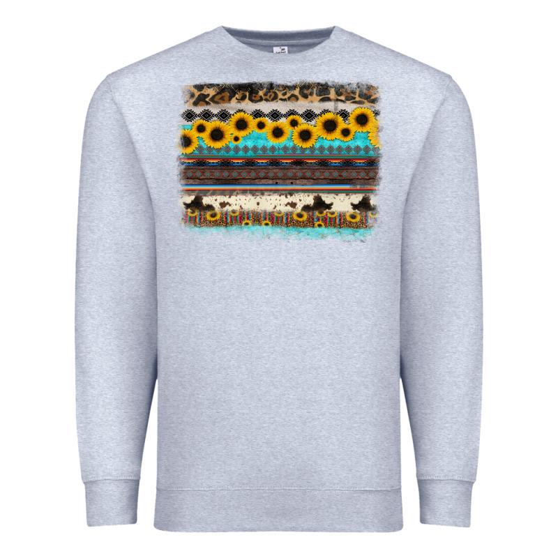 Sunflower Aztec Serape Cowhide Background Premium Sweatshirt by RanaPortraitStore | Teevron