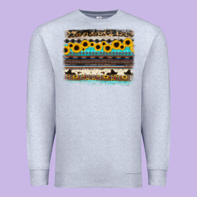 Sunflower Aztec Serape Cowhide Background Premium Sweatshirt Designed By Ranaportraitstore
