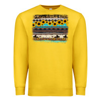 Lemon sunflower aztec serape cowhide background Premium Sweatshirt - RanaPortraitStore