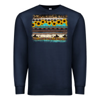 Navy sunflower aztec serape cowhide background Premium Sweatshirt - RanaPortraitStore