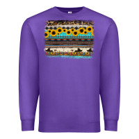Purple sunflower aztec serape cowhide background Premium Sweatshirt - RanaPortraitStore