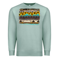 Seafoam sunflower aztec serape cowhide background Premium Sweatshirt - RanaPortraitStore