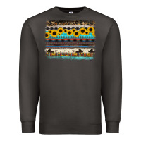 Smoke sunflower aztec serape cowhide background Premium Sweatshirt - RanaPortraitStore