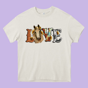 Love Horse Sunflower Heavy Core Tee Designed By Ranaportraitstore