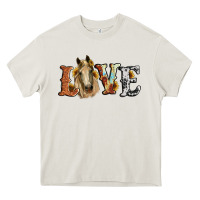 Cream love horse sunflower Heavy Core Tee - RanaPortraitStore