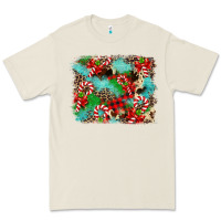 Christmas Plaid Turquoise Glitter Cowhide Premium Tee | Teevron