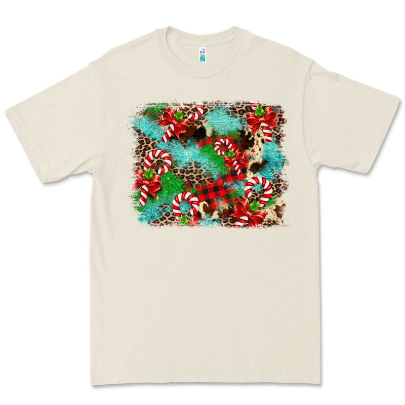 Christmas Plaid Turquoise Glitter Cowhide Premium Tee by FaDigitalArtStudio | Teevron