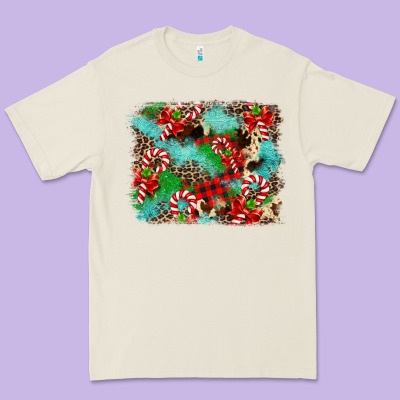 Christmas Plaid Turquoise Glitter Cowhide Premium Tee Designed By Fadigitalartstudio