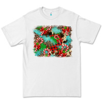 White Christmas Plaid Turquoise Glitter Cowhide Premium Tee - FaDigitalArtStudio