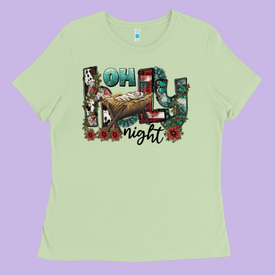 Oh Holy Night Ladies Tee Designed By Cowhidedigitalart